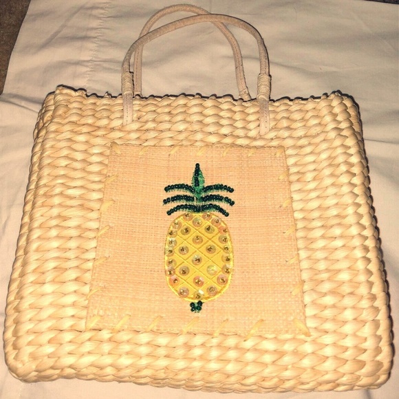 Xhilaration Handbags - Xharation Straw Corn Husk Pineapple Purse Yellow